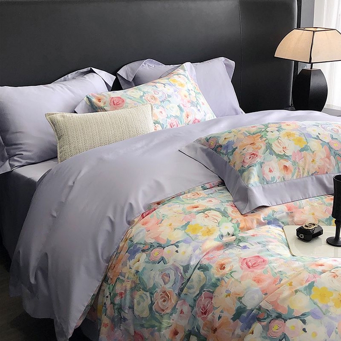 91家纺网 家纺一手货源 找家纺 金麦家纺 2024新款全棉数码印花四件套系列 花香悠然