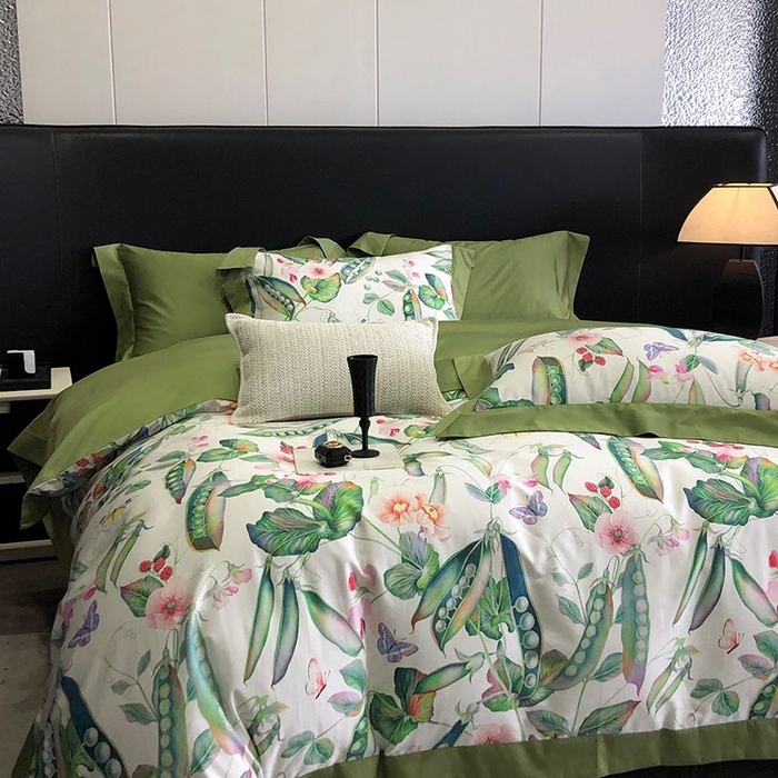 91家纺网 家纺一手货源 找家纺 金麦家纺 2024新款全棉数码印花四件套系列 夏语