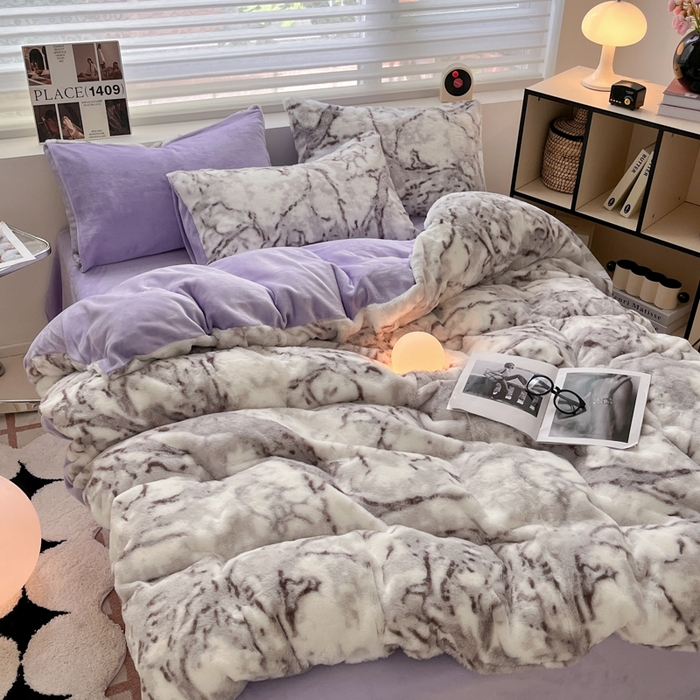 91家纺网 家纺一手货源 找家纺 （总）金爱家 2024新款立体牛奶绒兔毛绒印花四件套