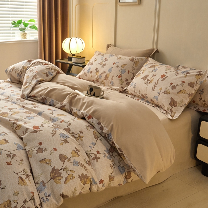 91家纺网 家纺一手货源 找家纺 涵宸家纺 2024新款加厚全棉磨毛印花四件套--罗马系列 F浮影