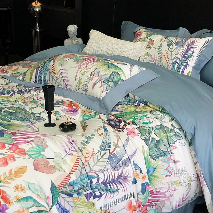 91家纺网 家纺一手货源 找家纺 金麦家纺 2024新款全棉数码印花四件套系列 盛夏