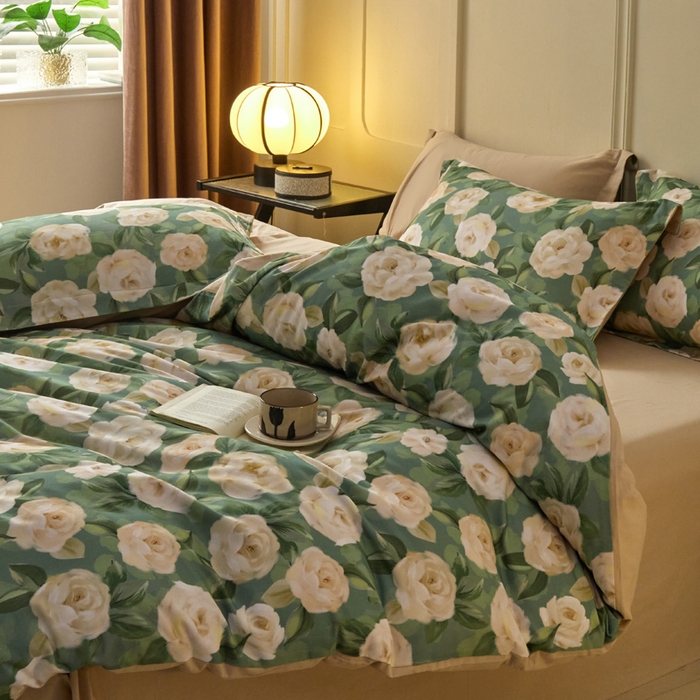 91家纺网 家纺一手货源 找家纺 涵宸家纺 2024新款加厚全棉磨毛印花四件套--罗马系列 F花田