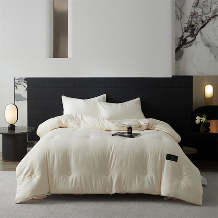 91家纺网 家纺一手货源 找家纺 头等舱 2025新款雪妮格立体A类提花20大豆抗菌秋冬被 米白