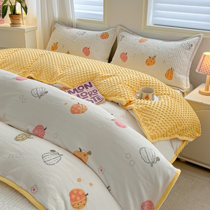 91家纺网 家纺一手货源 找家纺 （总）青竹苑 2024新款床盖款四件套牛奶绒夹棉床盖宝宝绒豆豆被套学生三件套