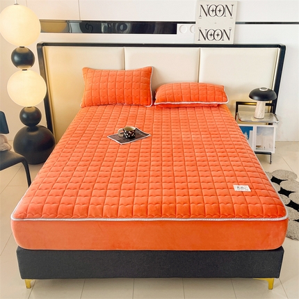 恒爱家纺 2024新款A类良品牛奶绒夹棉床笠 良品-阳光橙