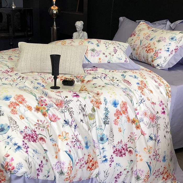 91家纺网 家纺一手货源 找家纺 金麦家纺 2024新款全棉数码印花四件套系列 曼妮