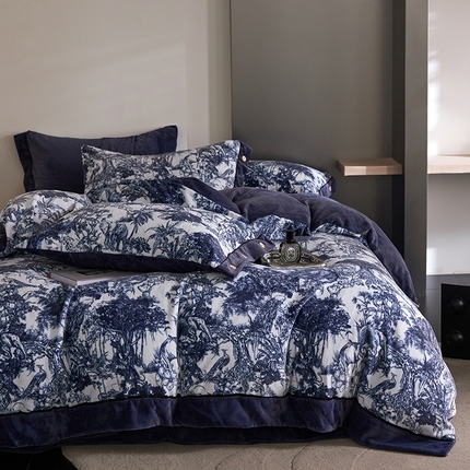 91家纺网 家纺一手货源 找家纺 （总）金奇达家纺 2024秋冬新品保暖加厚绒类热氧™绒绒四件套-【丛林物语】（全网控价{折后券后}不低于268元）