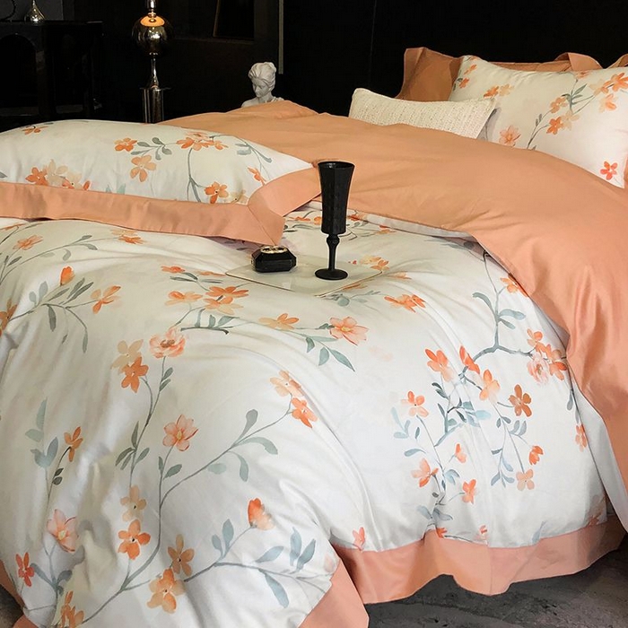 91家纺网 家纺一手货源 找家纺 金麦家纺 2024新款全棉数码印花四件套系列 兰俏