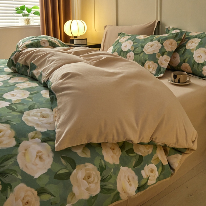 91家纺网 家纺一手货源 找家纺 涵宸家纺 2024新款加厚全棉磨毛印花四件套--罗马系列 F花田