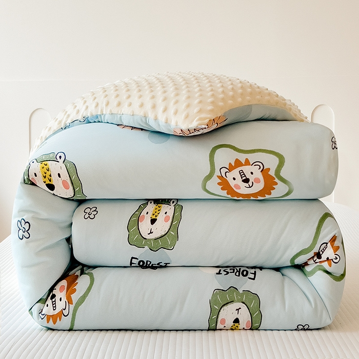 91家纺网 家纺一手货源 找家纺 米菲 2024新款卡通针织棉豆豆绒大豆冬被 开心派对