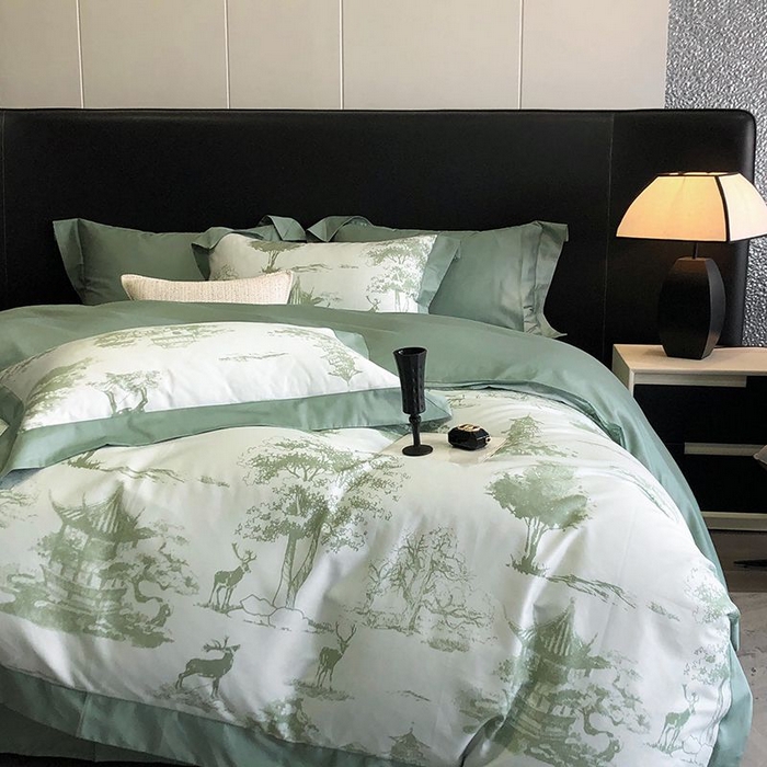 91家纺网 家纺一手货源 找家纺 金麦家纺 2024新款全棉数码印花四件套系列 洛卡