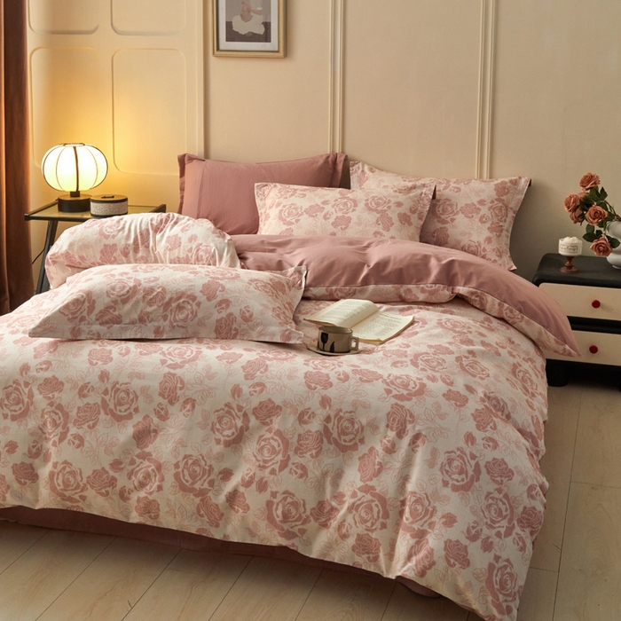 91家纺网 家纺一手货源 找家纺 涵宸家纺 2024新款加厚全棉磨毛印花四件套--罗马系列 F花束