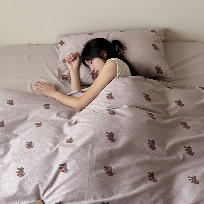 91家纺网 家纺一手货源 找家纺 （总）窝米 2024新款全棉磨毛简约卡通系列四件套