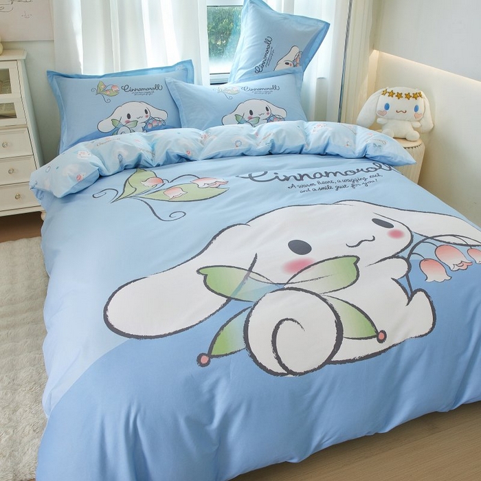 91家纺网 家纺一手货源 找家纺 蘭菲家纺 2024新款全棉大版卡通三丽鸥四件套 清新