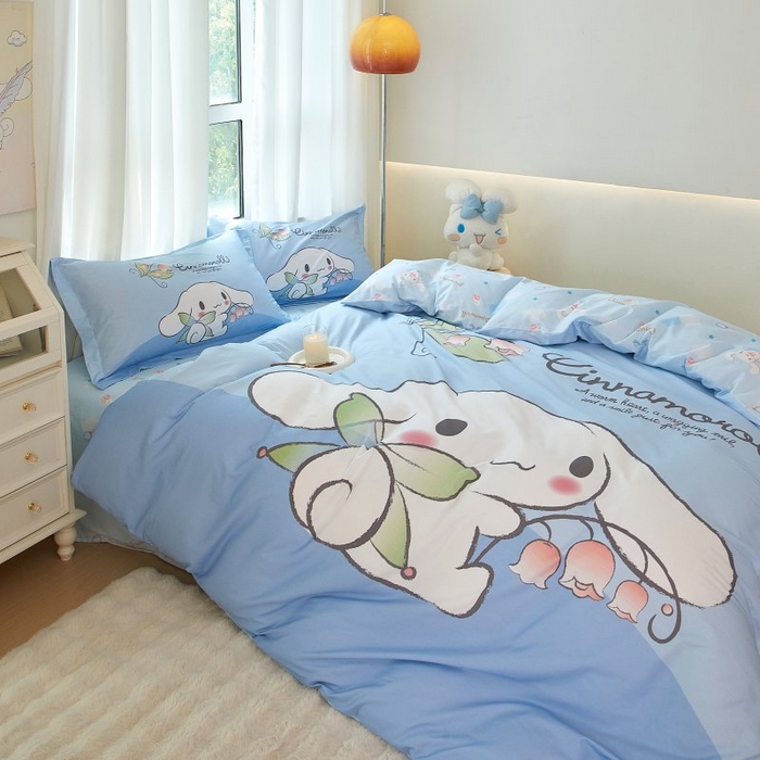 91家纺网 家纺一手货源 找家纺 蘭菲家纺 2024新款全棉大版卡通三丽鸥四件套 清新