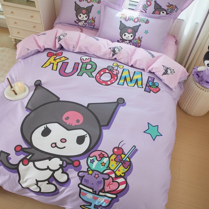 91家纺网 家纺一手货源 找家纺 蘭菲家纺 2024新款全棉大版卡通三丽鸥四件套 果茶