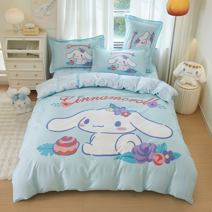 91家纺网 家纺一手货源 找家纺 蘭菲家纺 2024新款全棉大版卡通三丽鸥四件套 泡芙