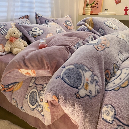 韩巢家纺 2024新款加厚雪花绒印花单件被套-风格一（提供卖家秀 ） 星际穿越