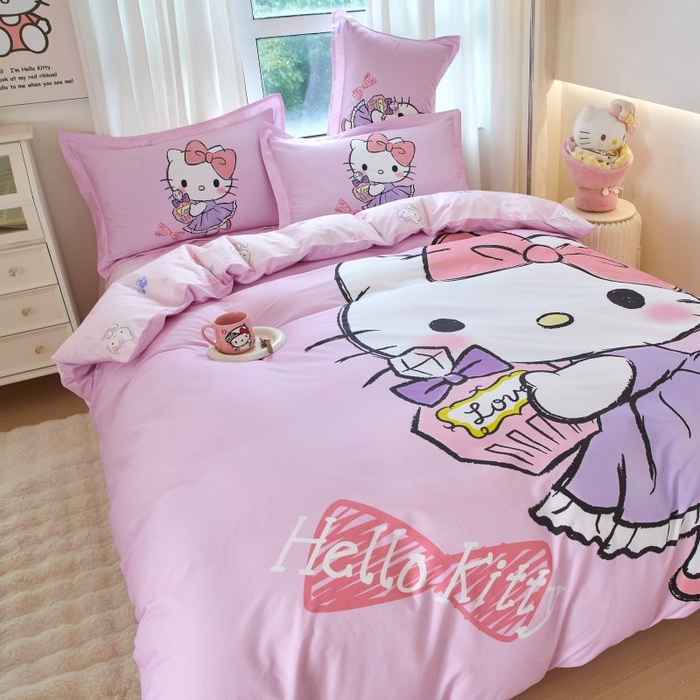 91家纺网 家纺一手货源 找家纺 蘭菲家纺 2024新款全棉大版卡通三丽鸥四件套 咪咪