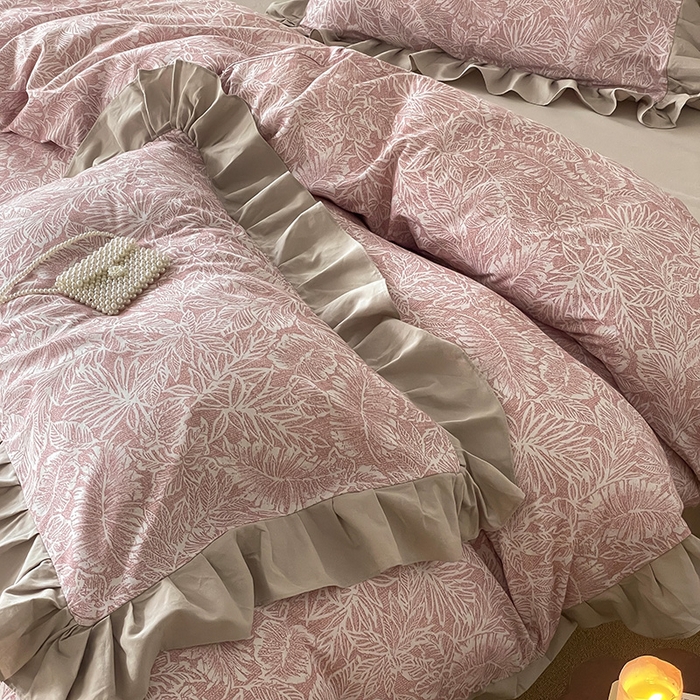 91家纺网 家纺一手货源 找家纺 （总）窝米 2024新款全棉磨毛花边工艺款四件套