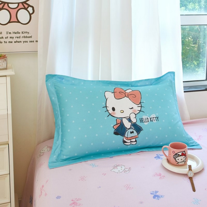 91家纺网 家纺一手货源 找家纺 蘭菲家纺 2024新款全棉大版卡通三丽鸥四件套 摩卡-蓝