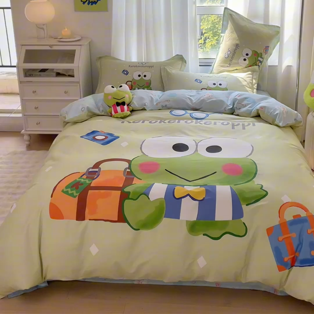 91家纺网 家纺一手货源 找家纺 蘭菲家纺 2024新款全棉大版卡通三丽鸥四件套 旅行家