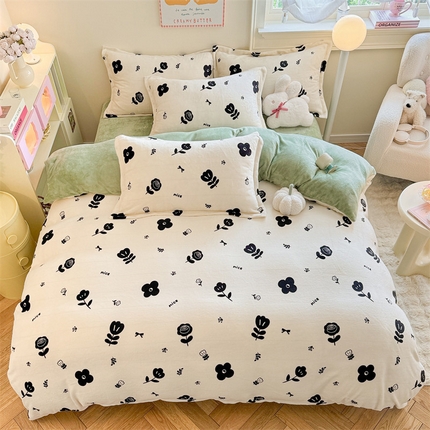 名兮家居 2024新款高克重加厚牛奶绒单被套 花溪