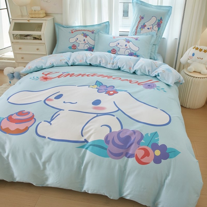 91家纺网 家纺一手货源 找家纺 蘭菲家纺 2024新款全棉大版卡通三丽鸥四件套 泡芙