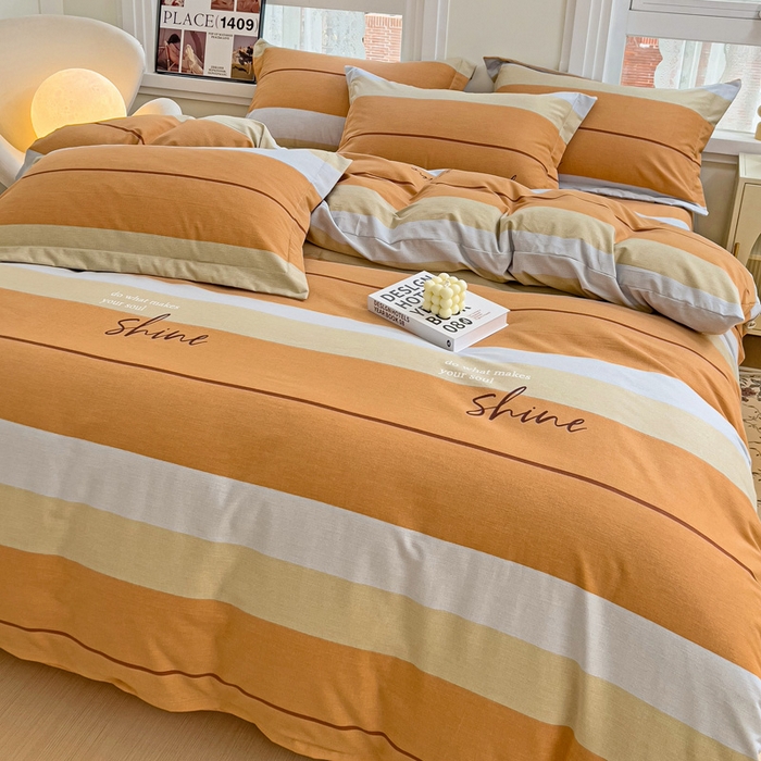 91家纺网 家纺一手货源 找家纺 品乐家纺 2024新款全棉生态棉印花磨毛四件套 百斯特-桔