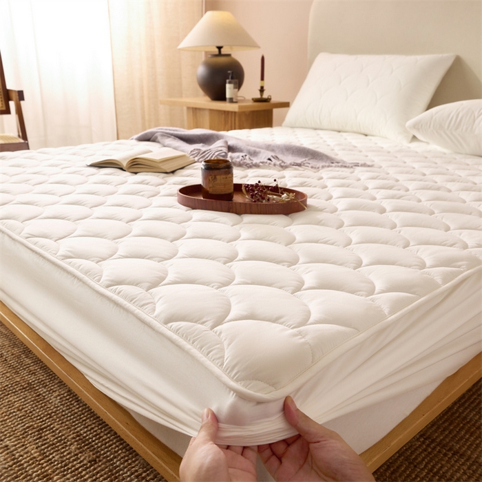 91家纺网 家纺一手货源 找家纺 三味舒屋 2024新款加高全棉夹棉床笠系列 半岛白