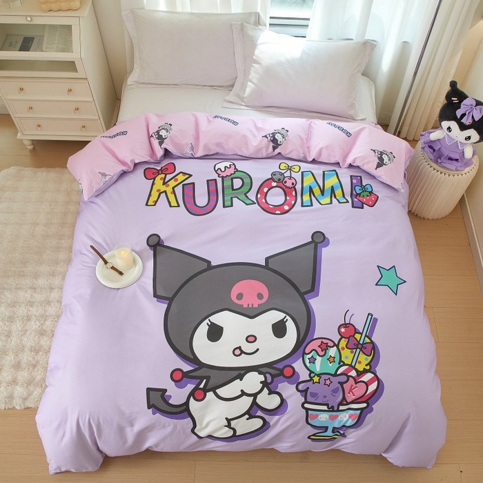 91家纺网 家纺一手货源 找家纺 蘭菲家纺 2024新款全棉大版卡通三丽鸥单品被套 果茶