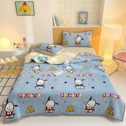 希诺家居 2024新款三丽鸥正版授权加厚牛奶绒床盖三件套 呆萌帕恰狗