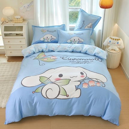 蘭菲家纺 2024新款全棉大版卡通三丽鸥四件套 清新