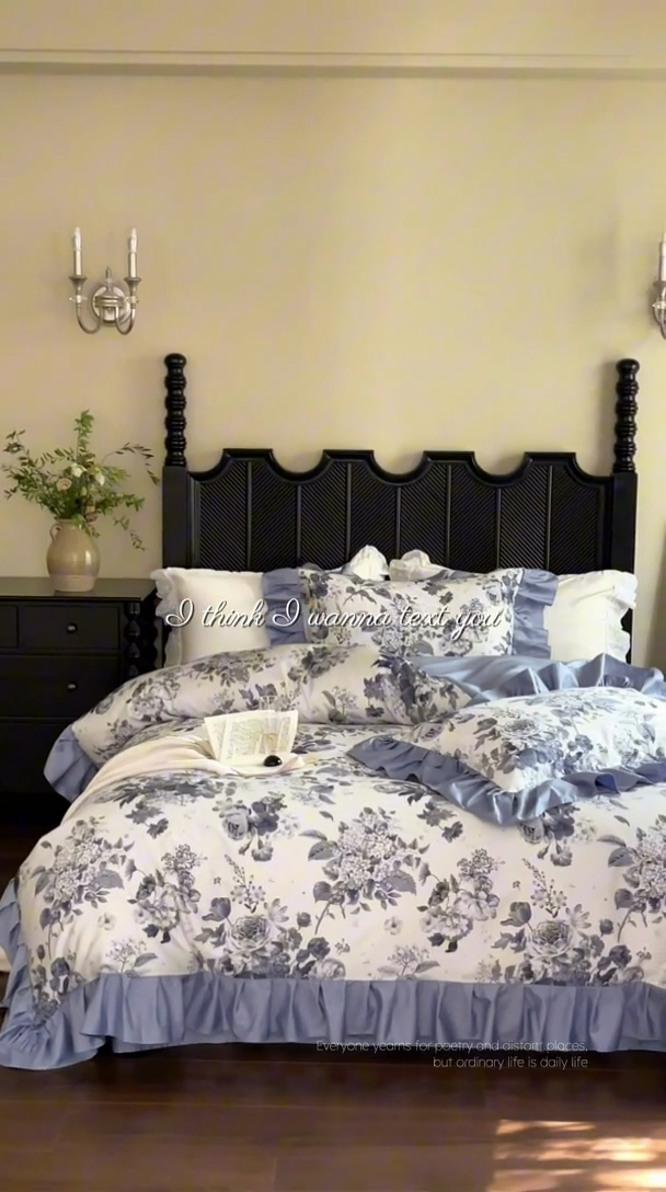 91家纺网 家纺一手货源 找家纺 （总）窝米 2024新款数码印花长绒棉100支花边款四件套-晚意