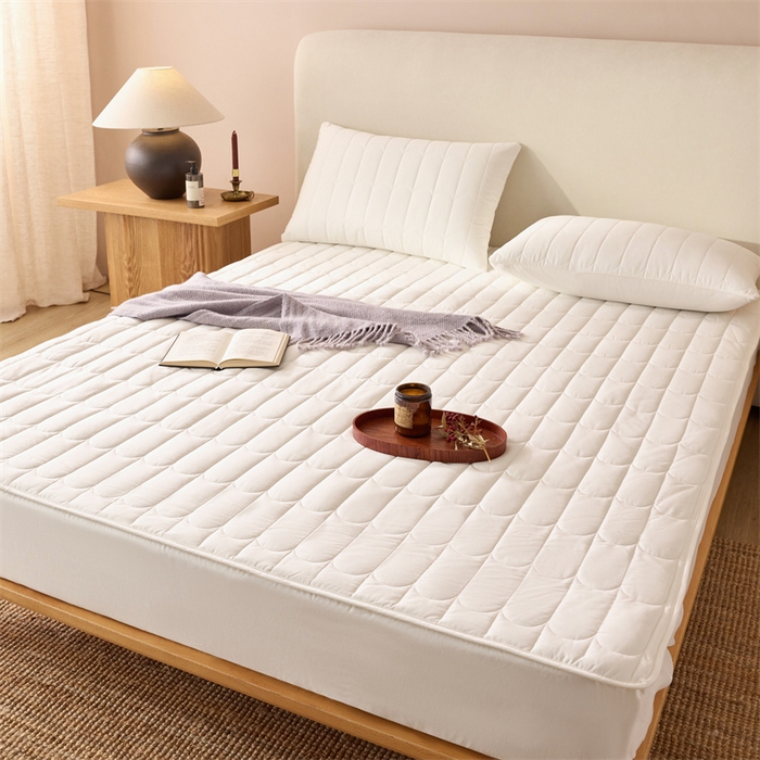 91家纺网 家纺一手货源 找家纺 三味舒屋 2024新款加高全棉夹棉床笠系列 波光白