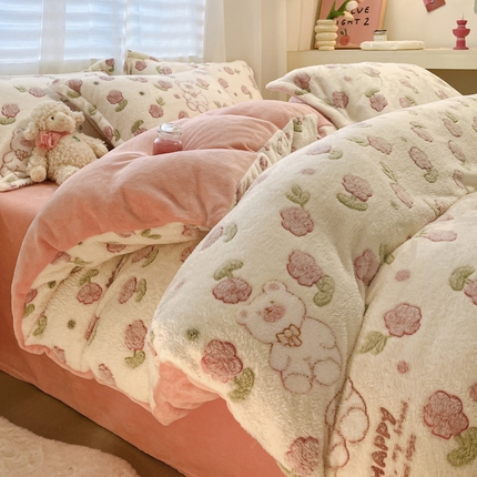 （总）韩巢家纺 2024新款加厚雪花绒印花单件被套-风格一（提供卖家秀 ）