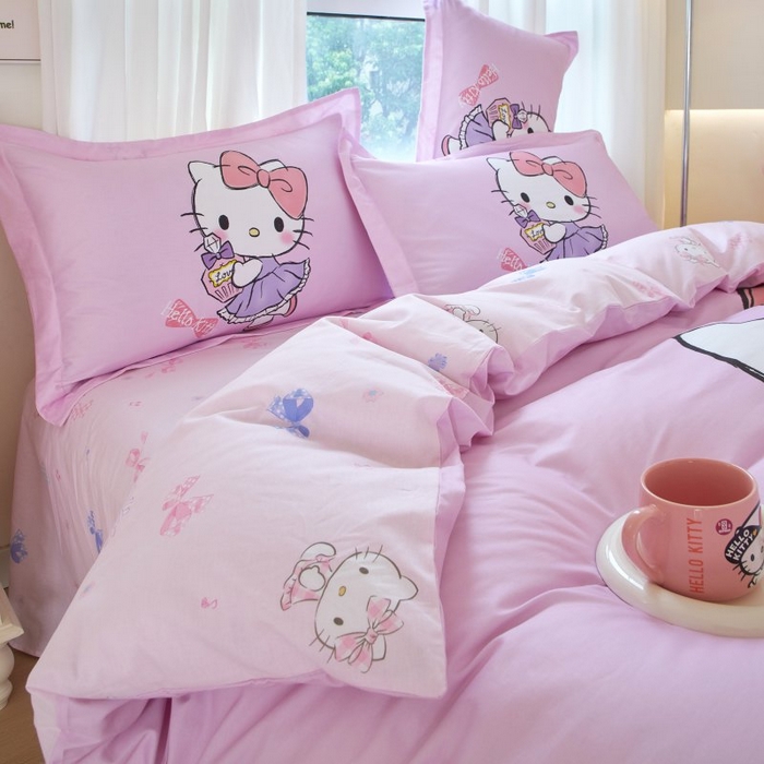 91家纺网 家纺一手货源 找家纺 蘭菲家纺 2024新款全棉大版卡通三丽鸥四件套 咪咪