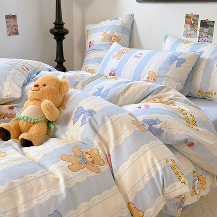 91家纺网 家纺一手货源 找家纺 （总）TT.one 塔塔家居 2025新款卡通风全棉印花四件套-小熊系列（送小熊包装）