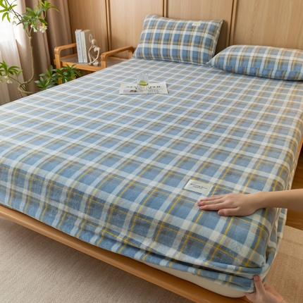 梵克保罗 2024新款纯色简约牛奶绒床笠 简兮蓝