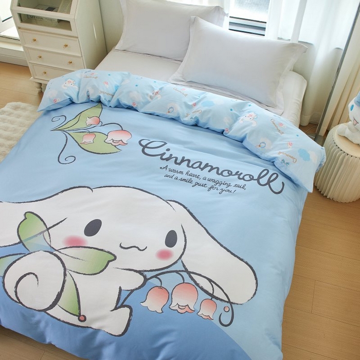 91家纺网 家纺一手货源 找家纺 蘭菲家纺 2024新款全棉大版卡通三丽鸥单品被套 清新