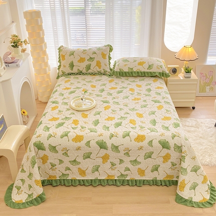 91家纺网 家纺一手货源 找家纺 （总）梦精灵家纺 2025新款牛奶绒花边绗缝工艺印花单床盖