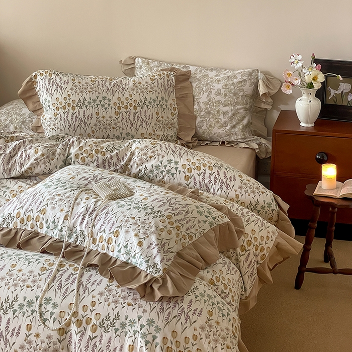 91家纺网 家纺一手货源 找家纺 窝米 2024新款全棉磨毛花边工艺款四件套 雷曼娜