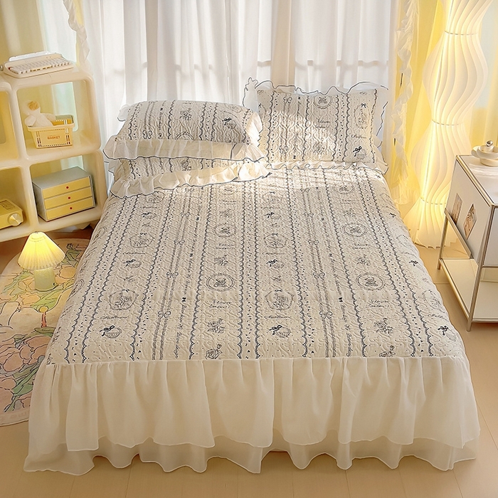 91家纺网 家纺一手货源 找家纺 易辰美 2025新款亲肤舒适印花夹棉公主风床裙 索菲亚