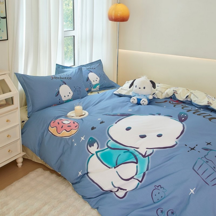 91家纺网 家纺一手货源 找家纺 蘭菲家纺 2024新款全棉大版卡通三丽鸥四件套 恰恰-灰