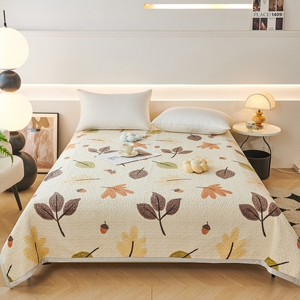 91家纺网 家纺一手货源 找家纺 （总）慕莎家纺 2024新款（各类毯子床盖跨境供货）A类小清新全消光牛奶绒绗缝夹棉印花床盖