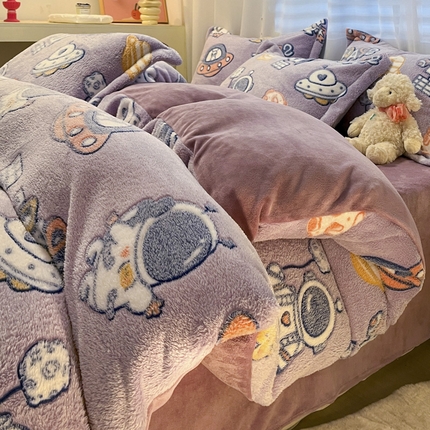 韩巢家纺 2024新款加厚雪花绒印花四件套-风格一（提供卖家秀） 星际穿越