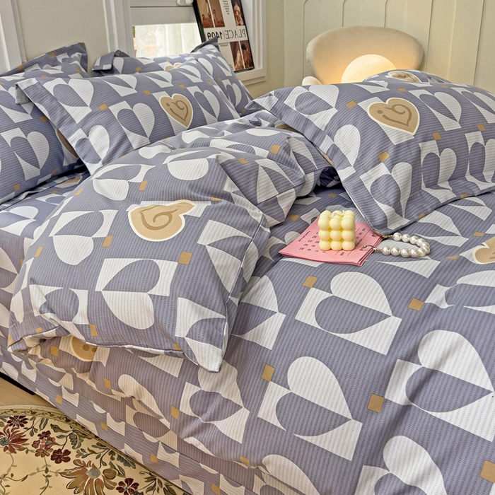 91家纺网 家纺一手货源 找家纺 品乐家纺 2024新款全棉生态棉印花磨毛被套单品 妙恋-灰
