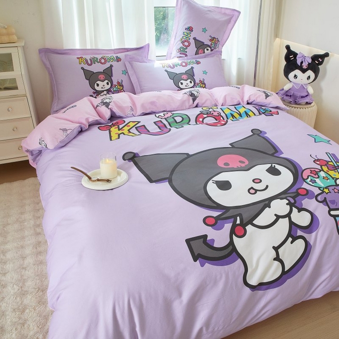 91家纺网 家纺一手货源 找家纺 蘭菲家纺 2024新款全棉大版卡通三丽鸥四件套 果茶