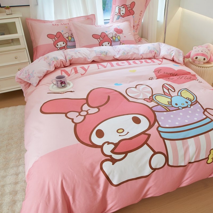 91家纺网 家纺一手货源 找家纺 蘭菲家纺 2024新款全棉大版卡通三丽鸥四件套 收礼物