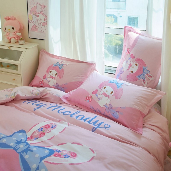 91家纺网 家纺一手货源 找家纺 蘭菲家纺 2024新款全棉大版卡通三丽鸥四件套 去约会